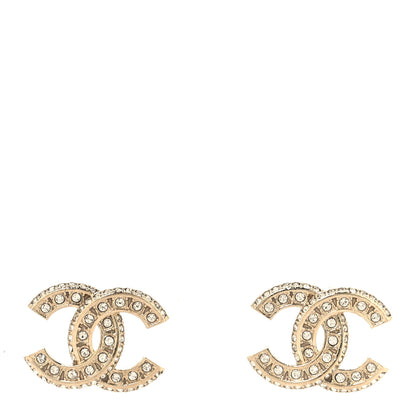 Chanel Crystal Timeless CC Earrings Light Gold 1 of 5