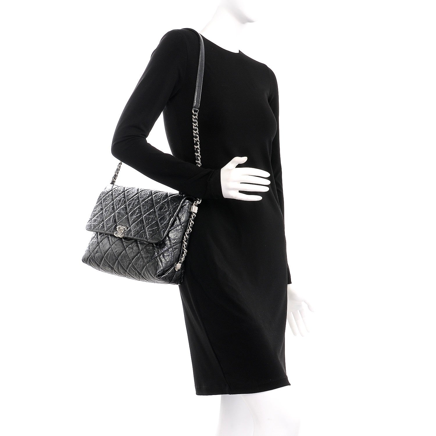 Chanel Crackled Aged Calfskin Big Bang Flap Black 2 of 8