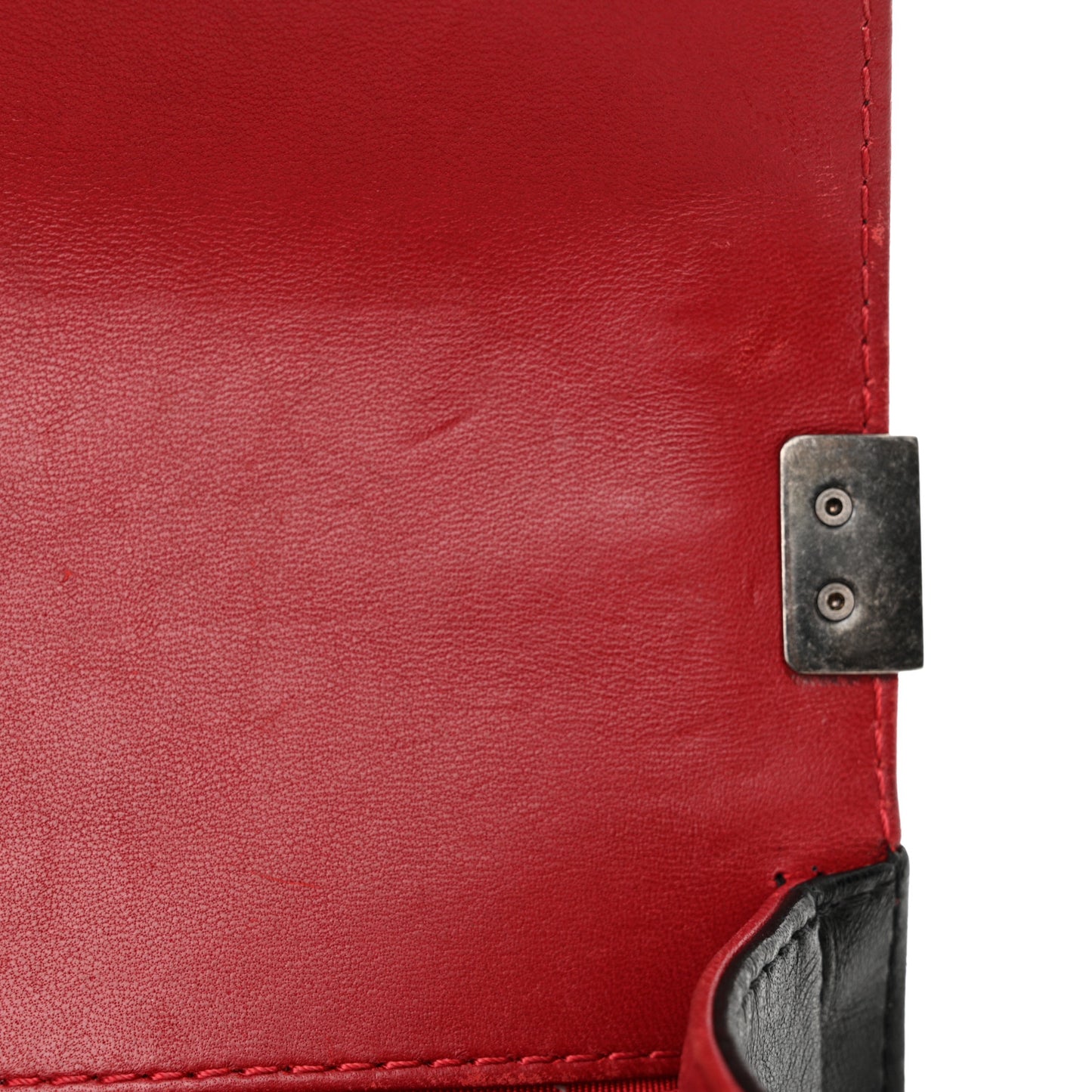 Calfskin Quilted Mini Boy Flap Black Red