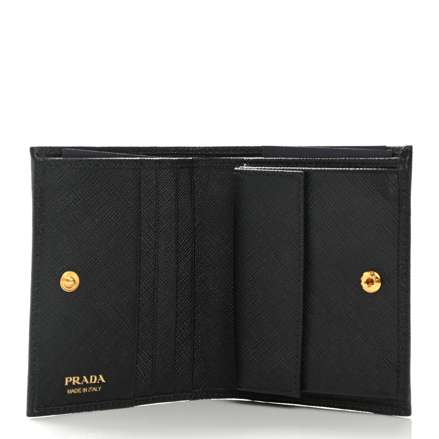 Prada Saffiano Triangle Bi-Fold Wallet Black 5 of 9