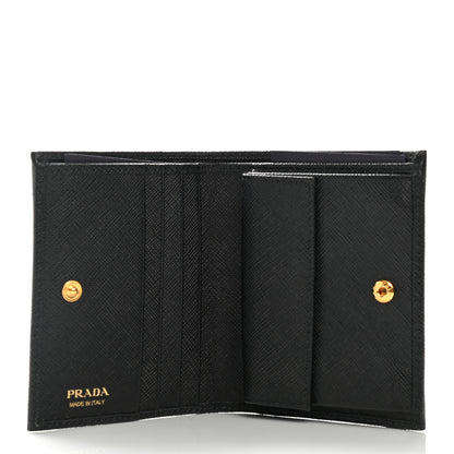 Prada Saffiano Triangle Bi-Fold Wallet Black 5 of 9
