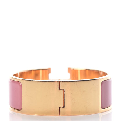 Hermes Enamel Wide Clic Clac H Bracelet PM Rose Velours 3 of 5