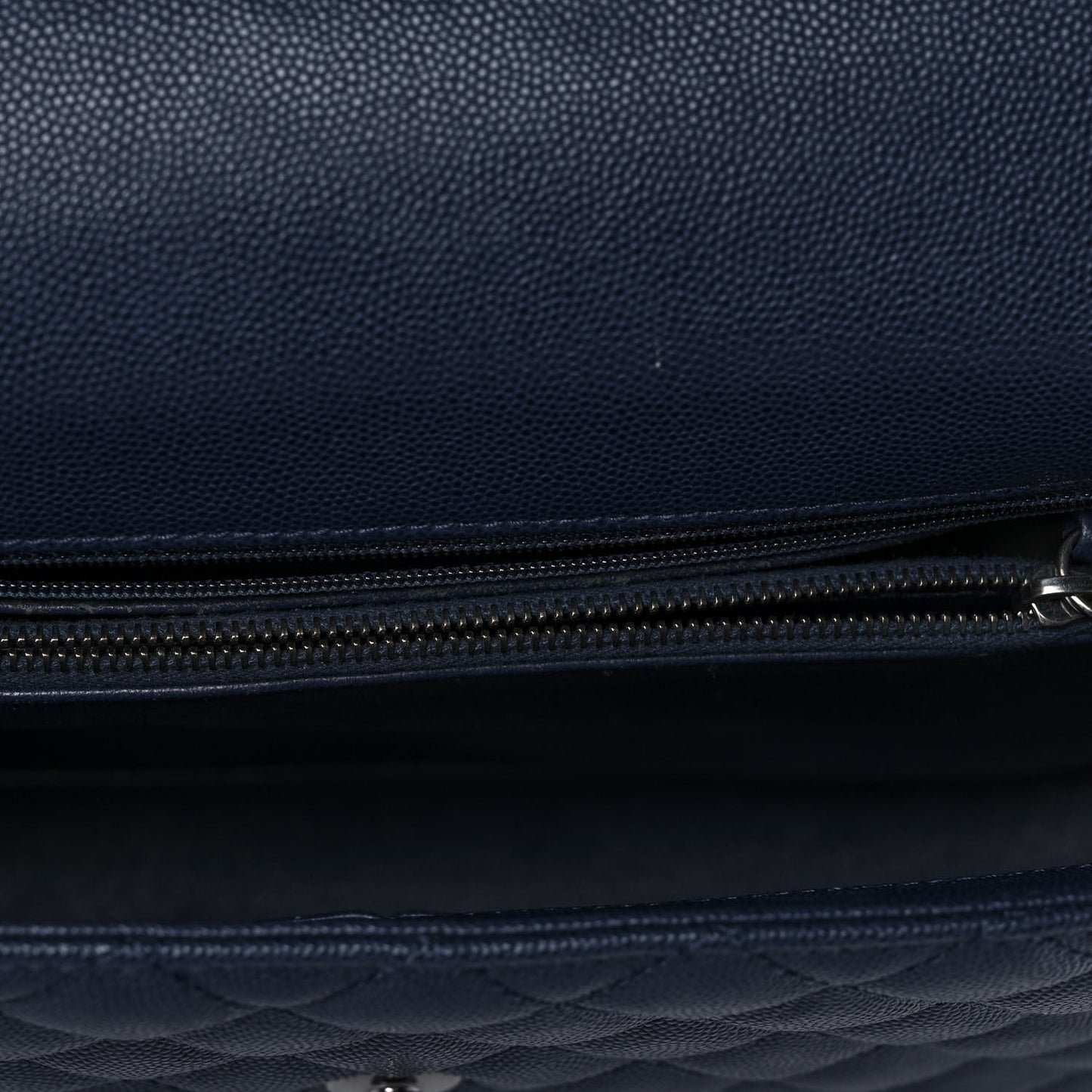 Caviar Lizard Quilted Medium Coco Handle Flap Navy