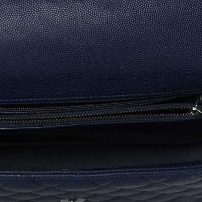 Chanel Caviar Lizard Quilted Medium Coco Handle Flap Navy 12 of 13