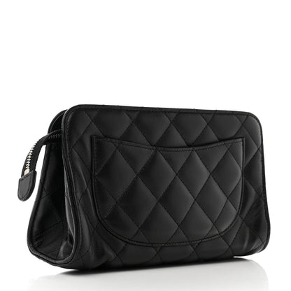 Chanel Lambskin Quilted Cosmetic Case Black 3 of 7