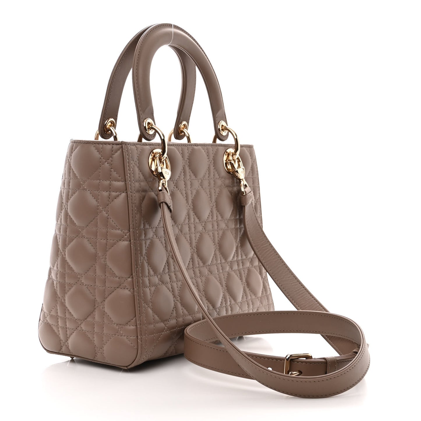 Lambskin Cannage Medium Lady Dior Warm Taupe