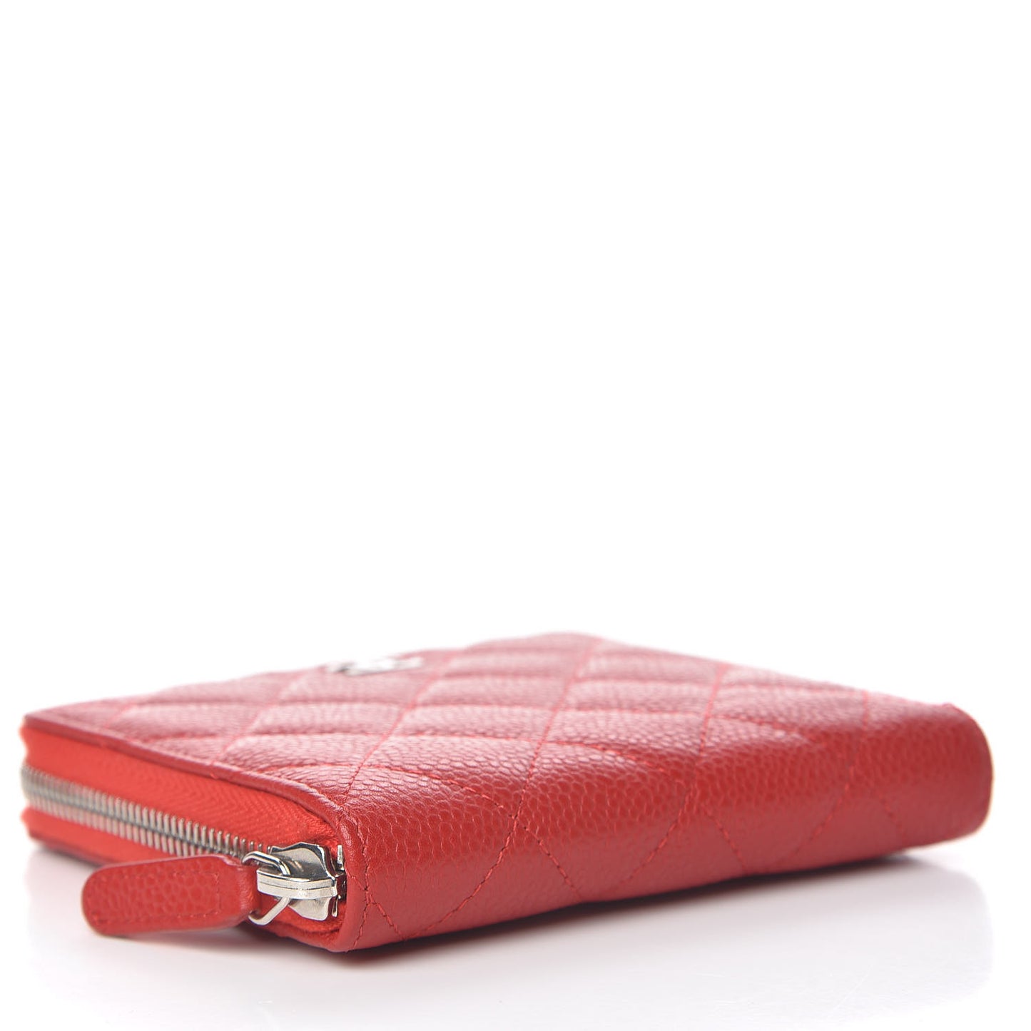 Caviar Quilted Compact Zip Wallet Red