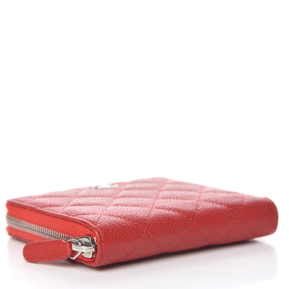 Chanel Caviar Quilted Compact Zip Wallet Red 8 of 9