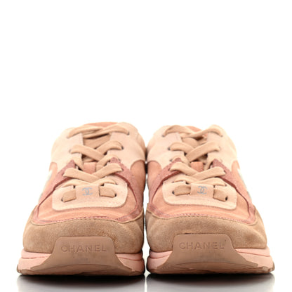 Chanel Nylon Lambskin Suede Calfskin CC Sneakers 36.5 Pink 2 of 7