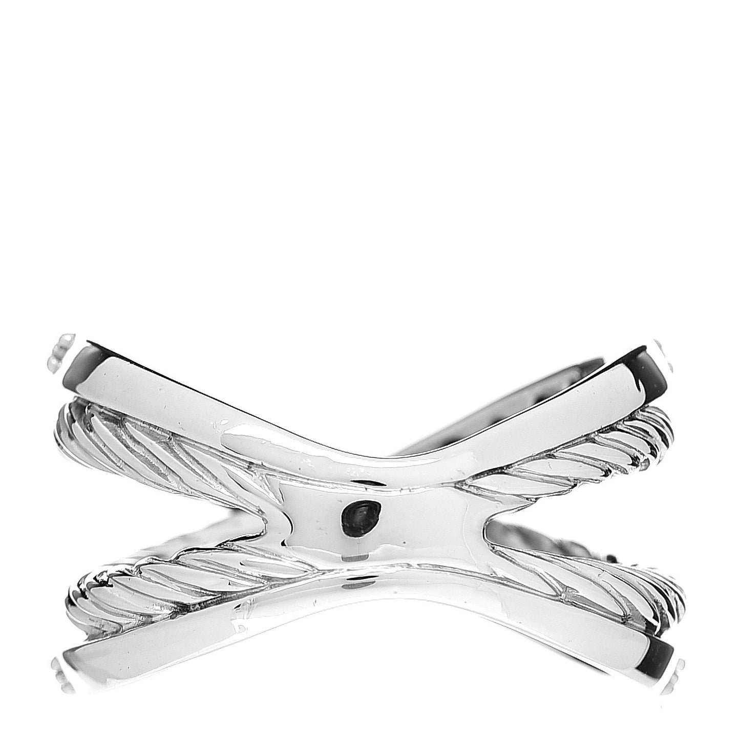 Sterling Silver Diamond X Crossover Cable Ring 52 6