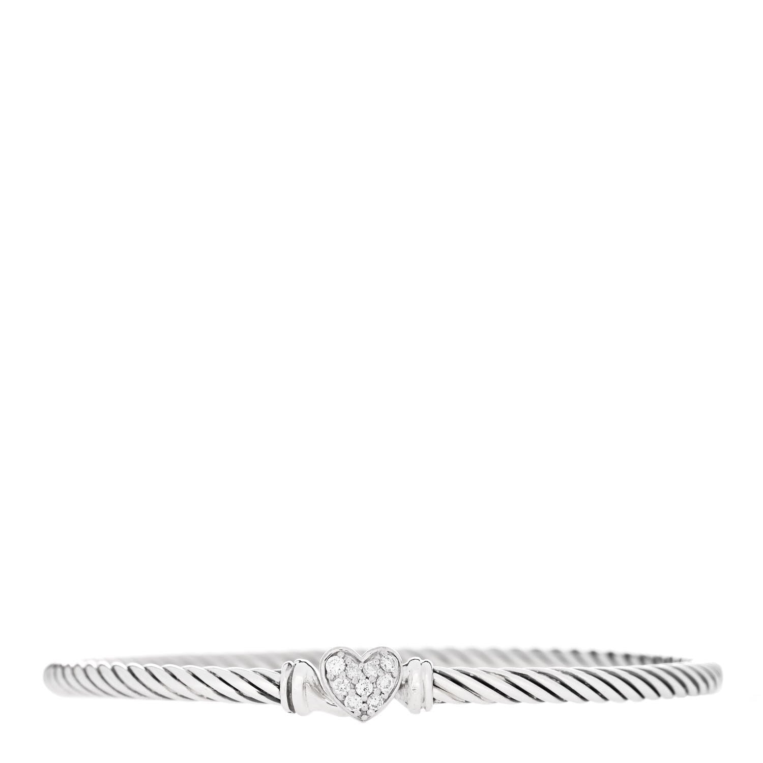 David Yurman Sterling Silver Diamond Cable Collectibles Heart Bracelet 1 of 3
