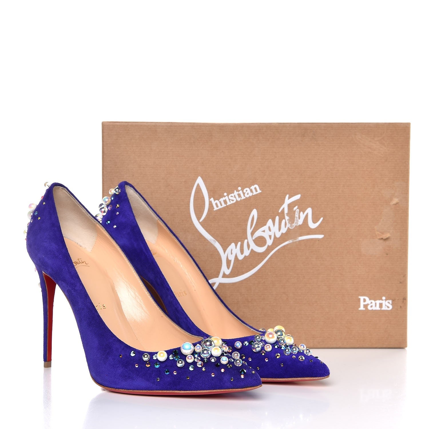 Christian Louboutin Suede Candidate 100 Pumps 37.5 Purple 8 of 8