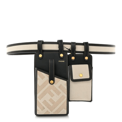 Fendi Calfskin Canvas Multi Accessory Belt Beige Black 1 of 12