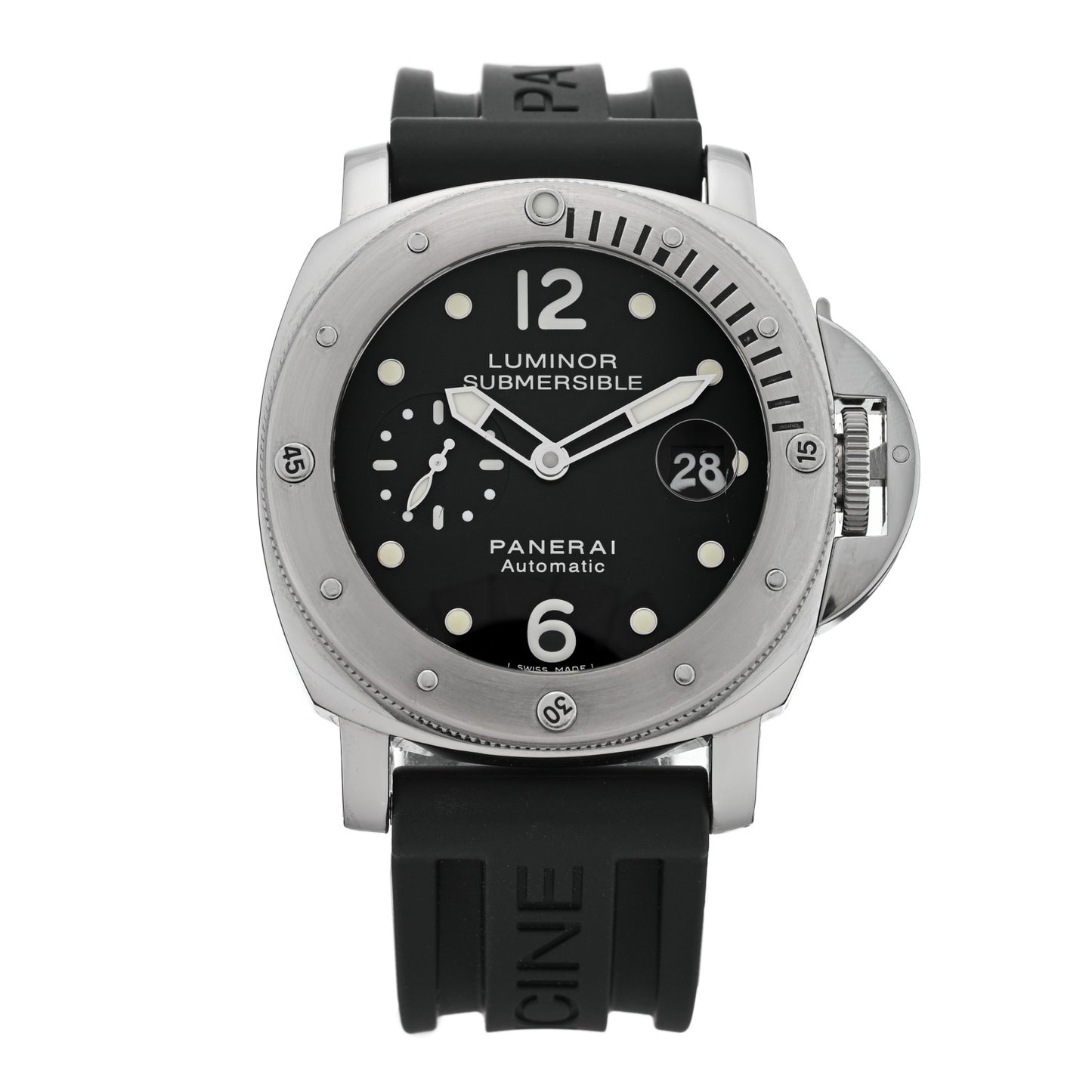 Stainless Steel Rubber 44mm Luminor Submersible Automatic Watch Black PAM00024