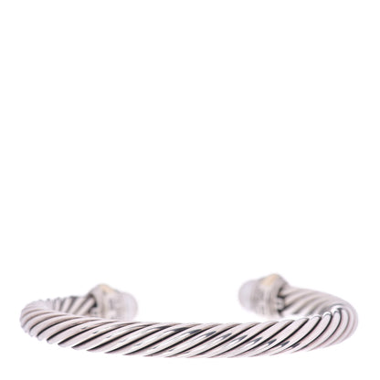 David Yurman Sterling Silver 14K Yellow Gold Pearl 7mm Cable Classics Bracelet 3 of 4
