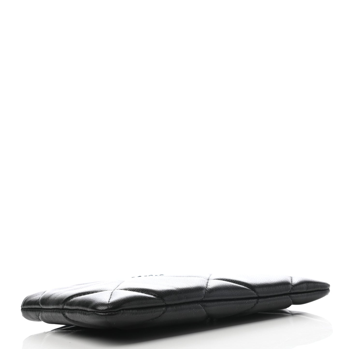 Shiny Goatskin Quilted Small Chanel 19 Pouch Black