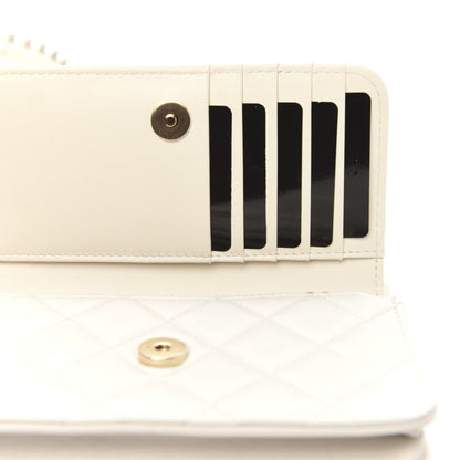 Chanel Calfskin Quilted CC Pearl Mini Wallet On Chain Flap White 10 of 11