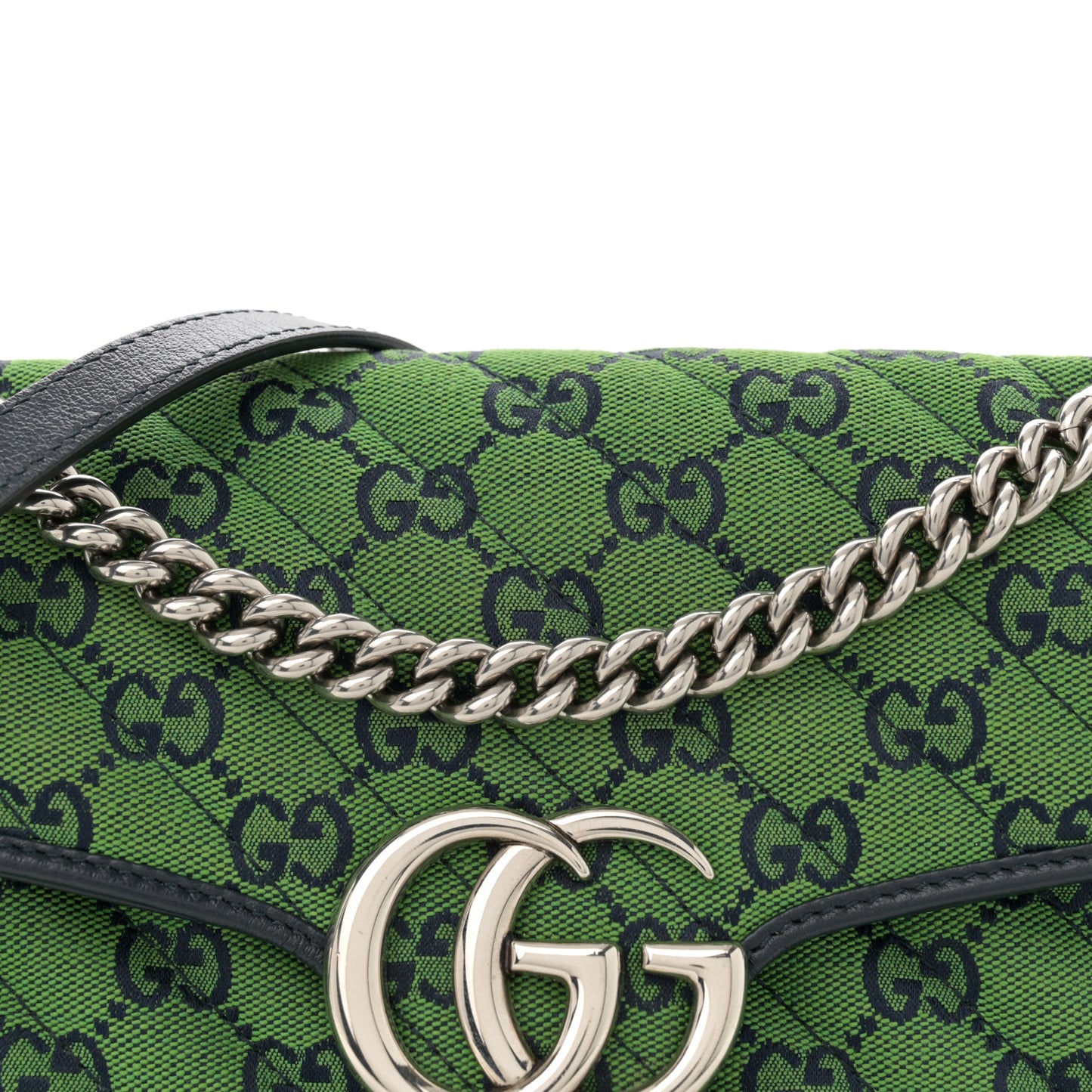 Monogram Multicolor Matelasse Diagonal Small GG Marmont Shoulder Bag Green Blue