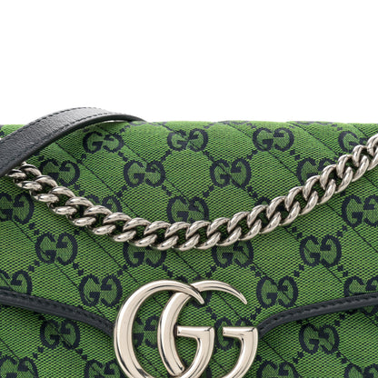 Gucci Monogram Multicolor Matelasse Diagonal Small GG Marmont Shoulder Bag Green Blue 8 of 10