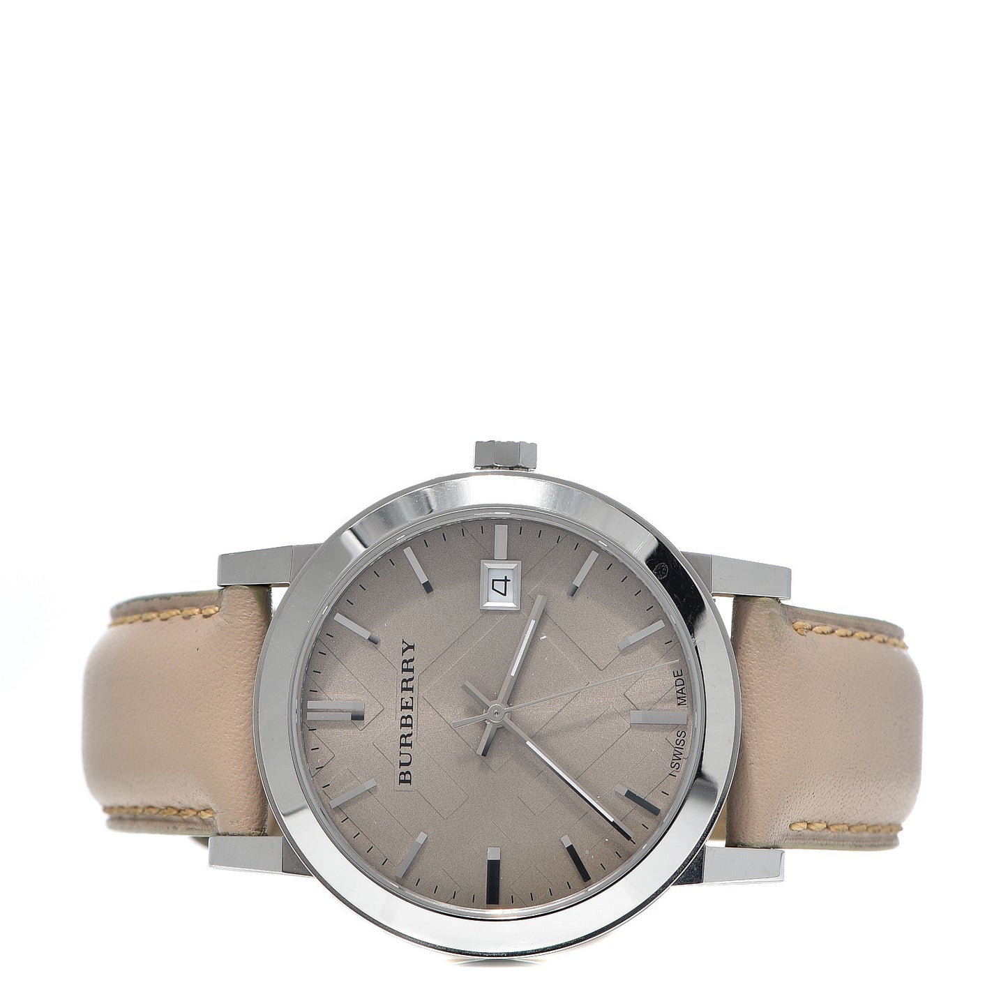 Stainless Steel Calfskin 38mm The City Quartz Watch Beige BU9010