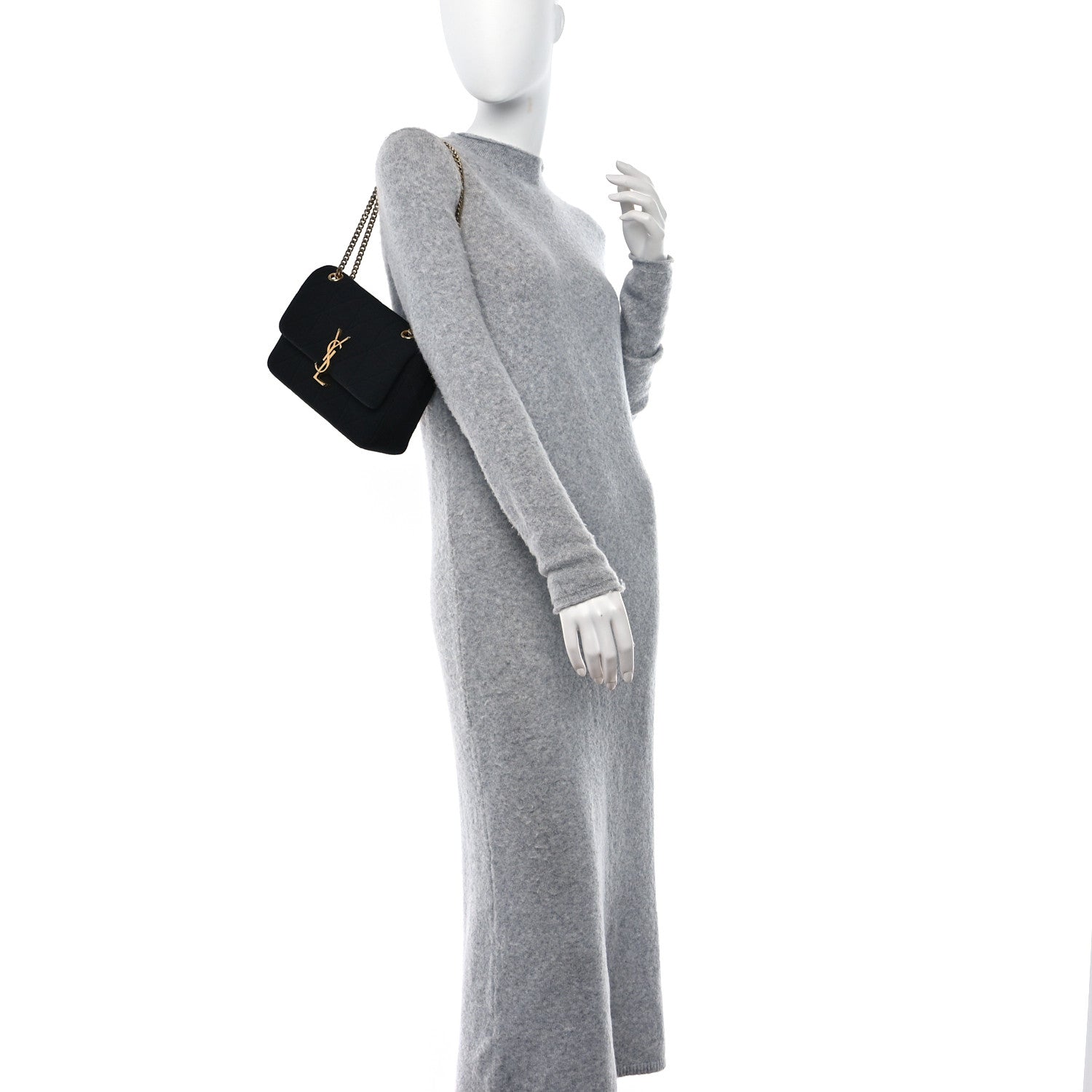 Saint Laurent Jersey Wool Patchwork Monogram Medium Jamie Black 2 of 10