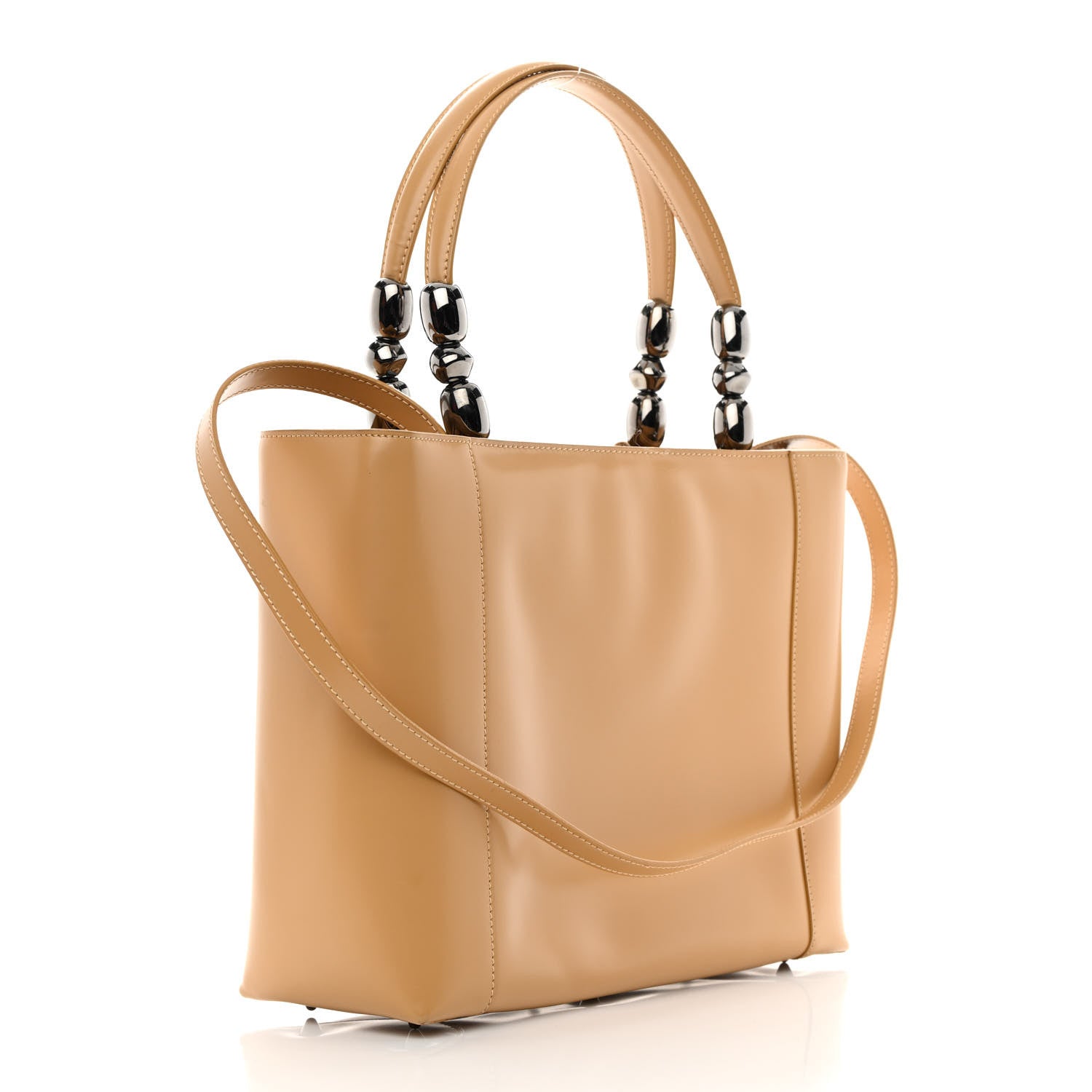 Christian Dior Calfskin Maris Pearl Beaded Top Handle Bag Beige 3 of 14