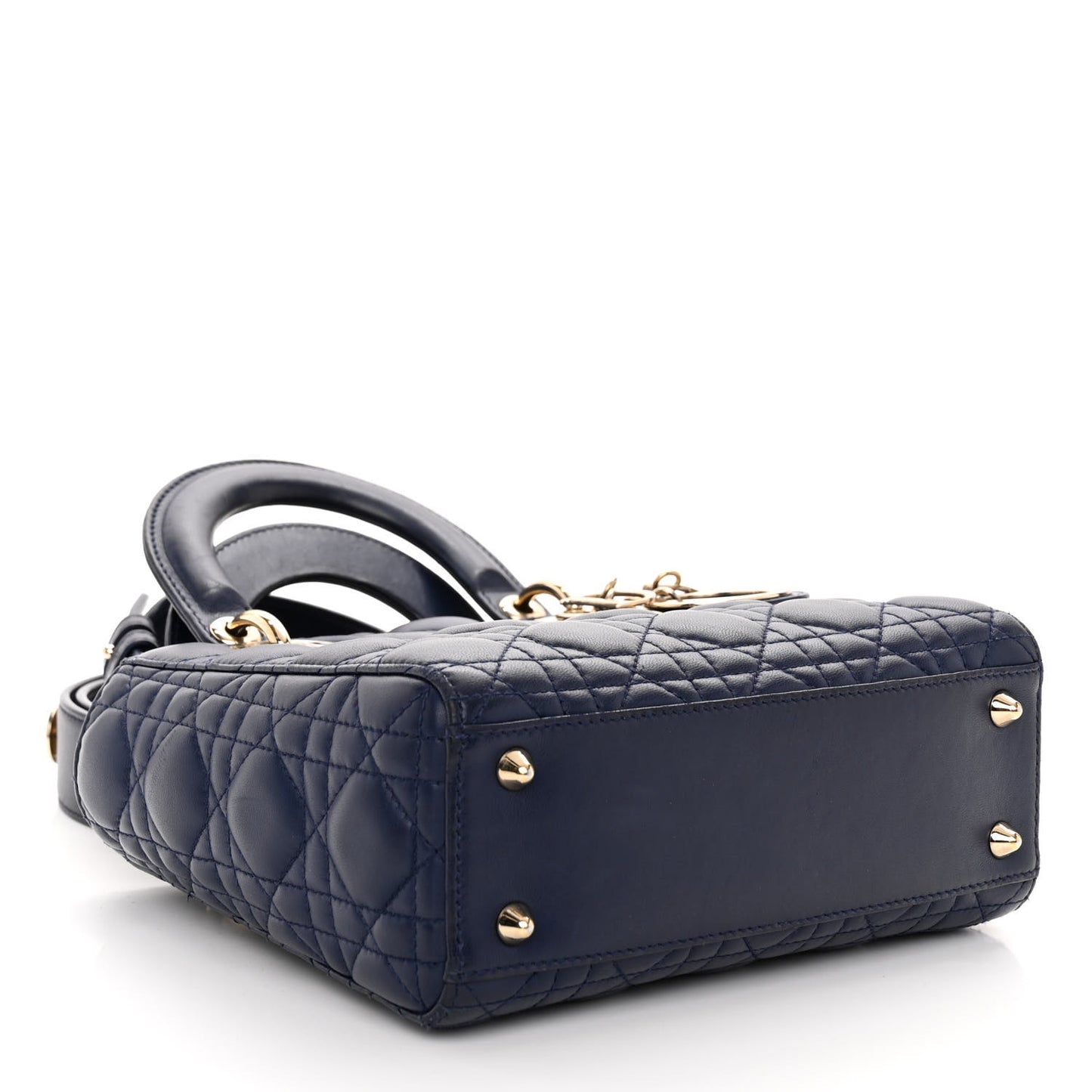 CHRISTIAN DIOR Lambskin Cannage Small Lucky Badges My Lady Dior Navy