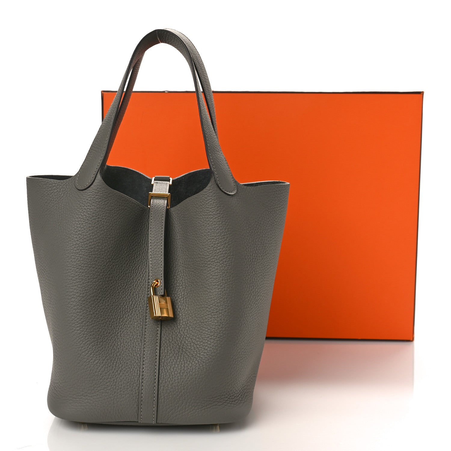 Hermes Taurillon Clemence Picotin Lock 22 MM Gris Meyer 10 of 10