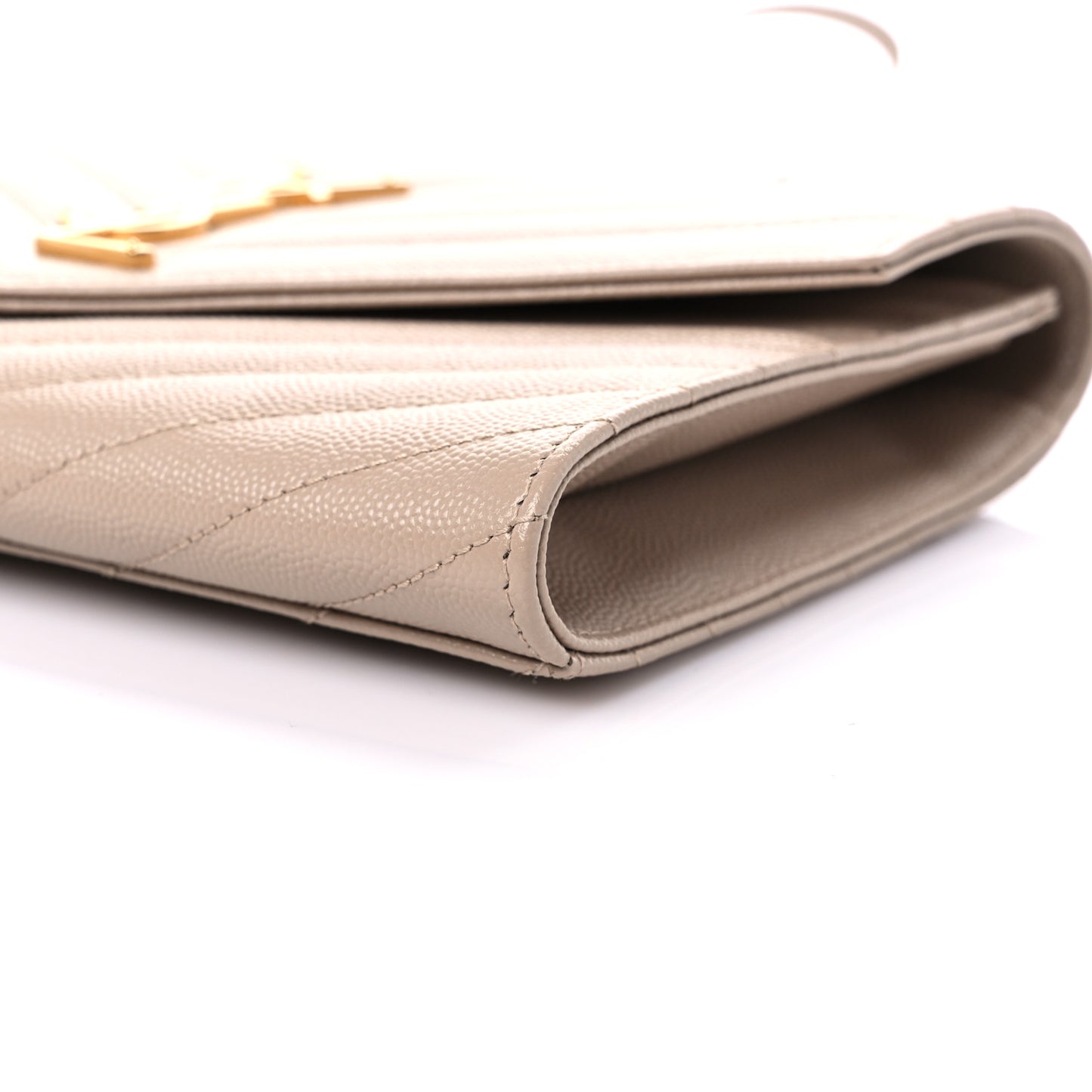 Grain De Poudre Matelasse Chevron Monogram Envelope Clutch Dark Beige