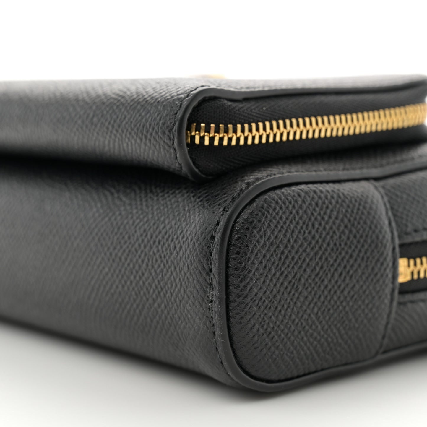 Grained Calfskin Caro Double Pouch Black