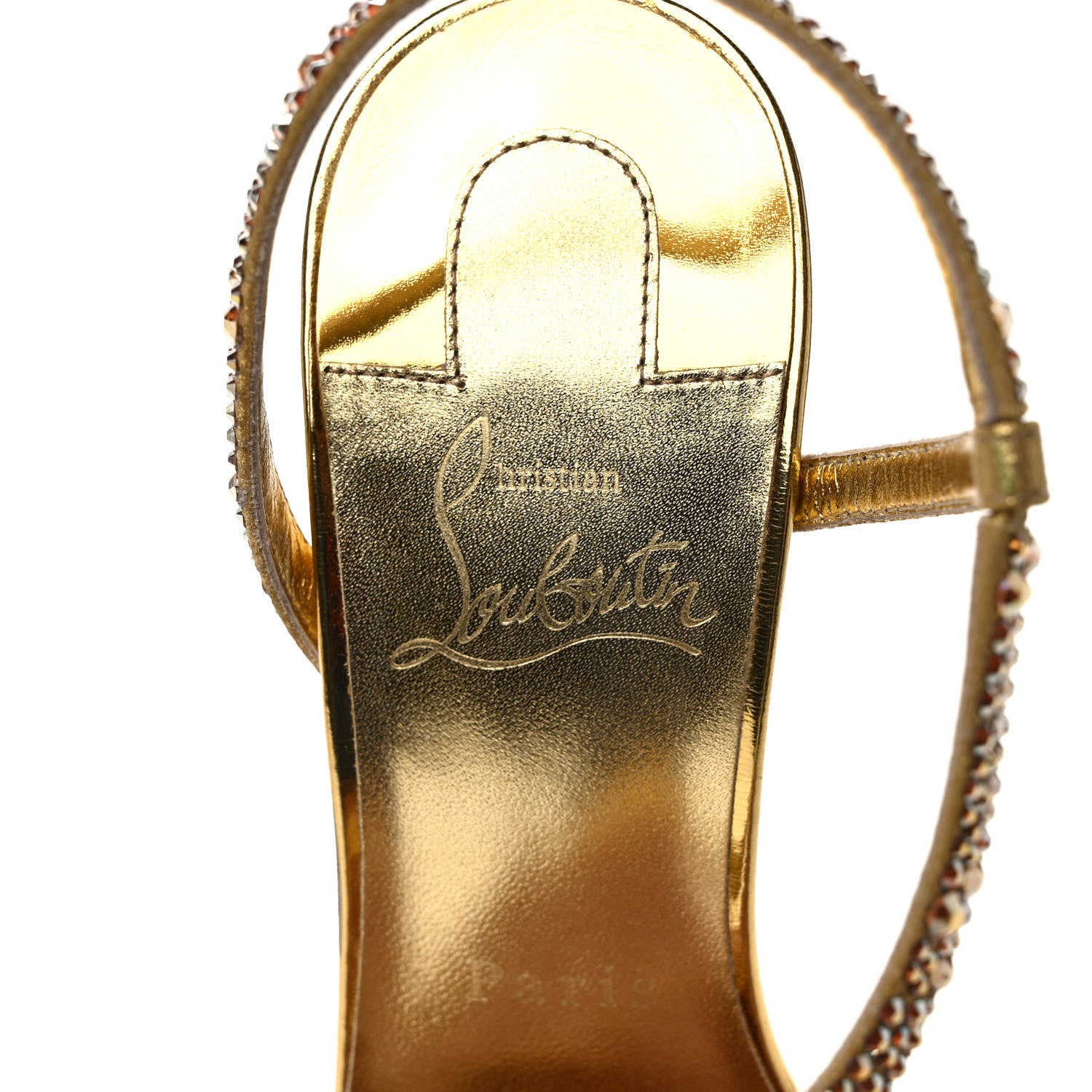 Christian Louboutin Crystal Strass Rosalie 100 Sandals 37 Cry Aurum Gold 7 of 8