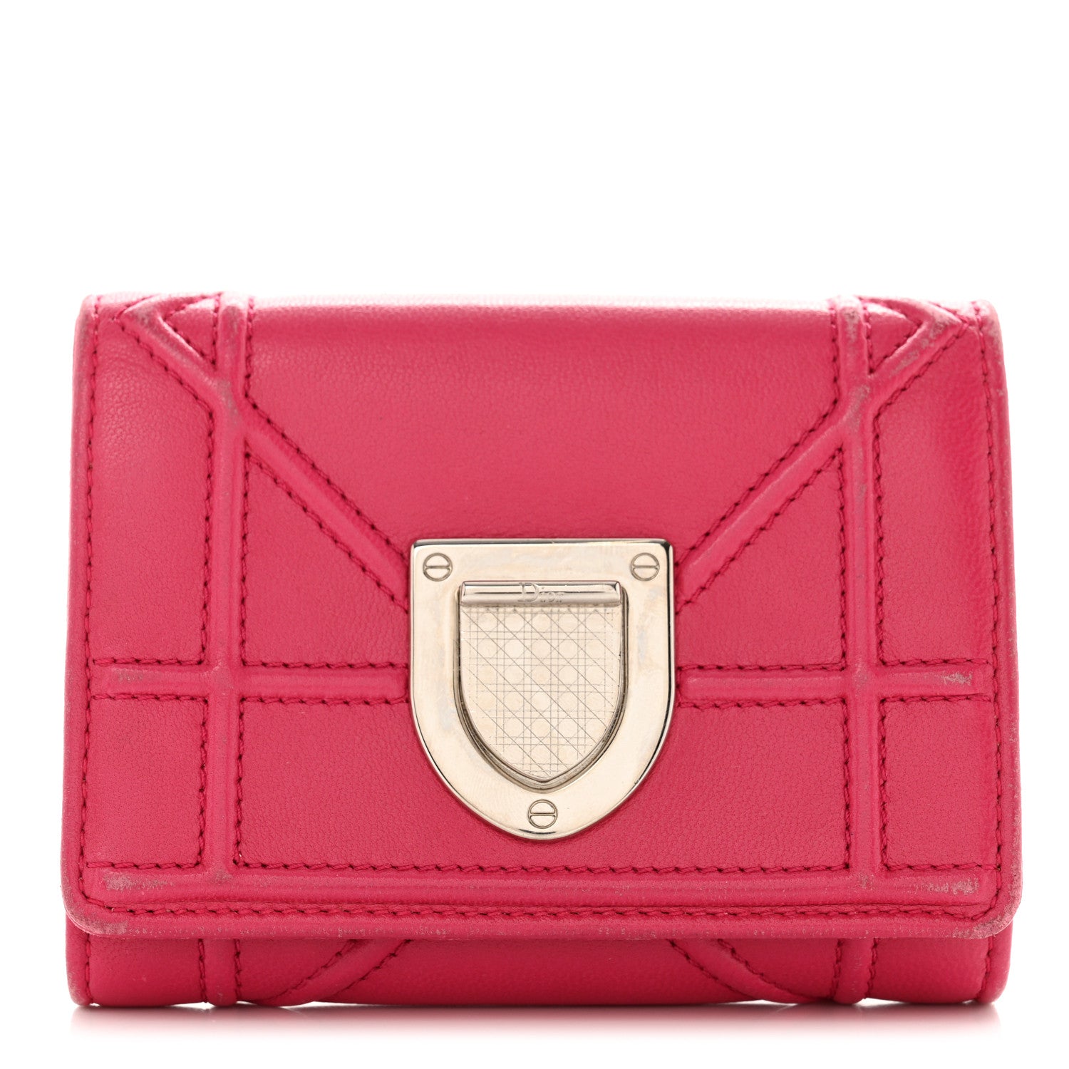 Christian Dior Calfskin Cannage Diorama Nomadene Wallet Fuchsia 1 of 18