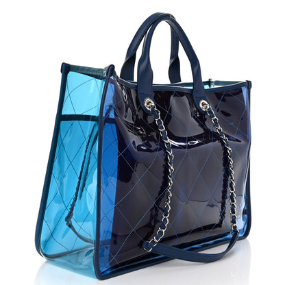 Chanel PVC Lambskin Stitched Medium Coco Splash Shopping Bag Blue 3 of 12