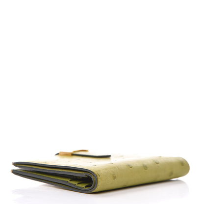 Hermes Ostrich Bearn Compact Wallet Vert Anis 4 of 9