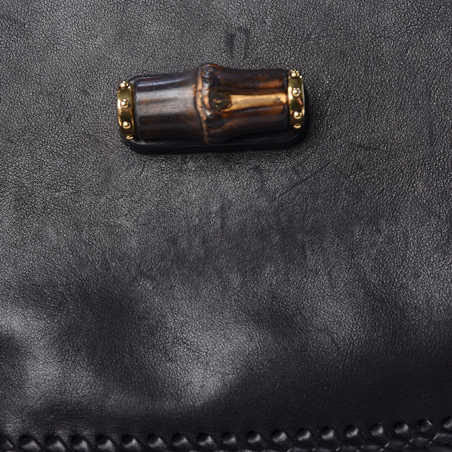 Calfskin New Bamboo Large Top Handle Bag Black