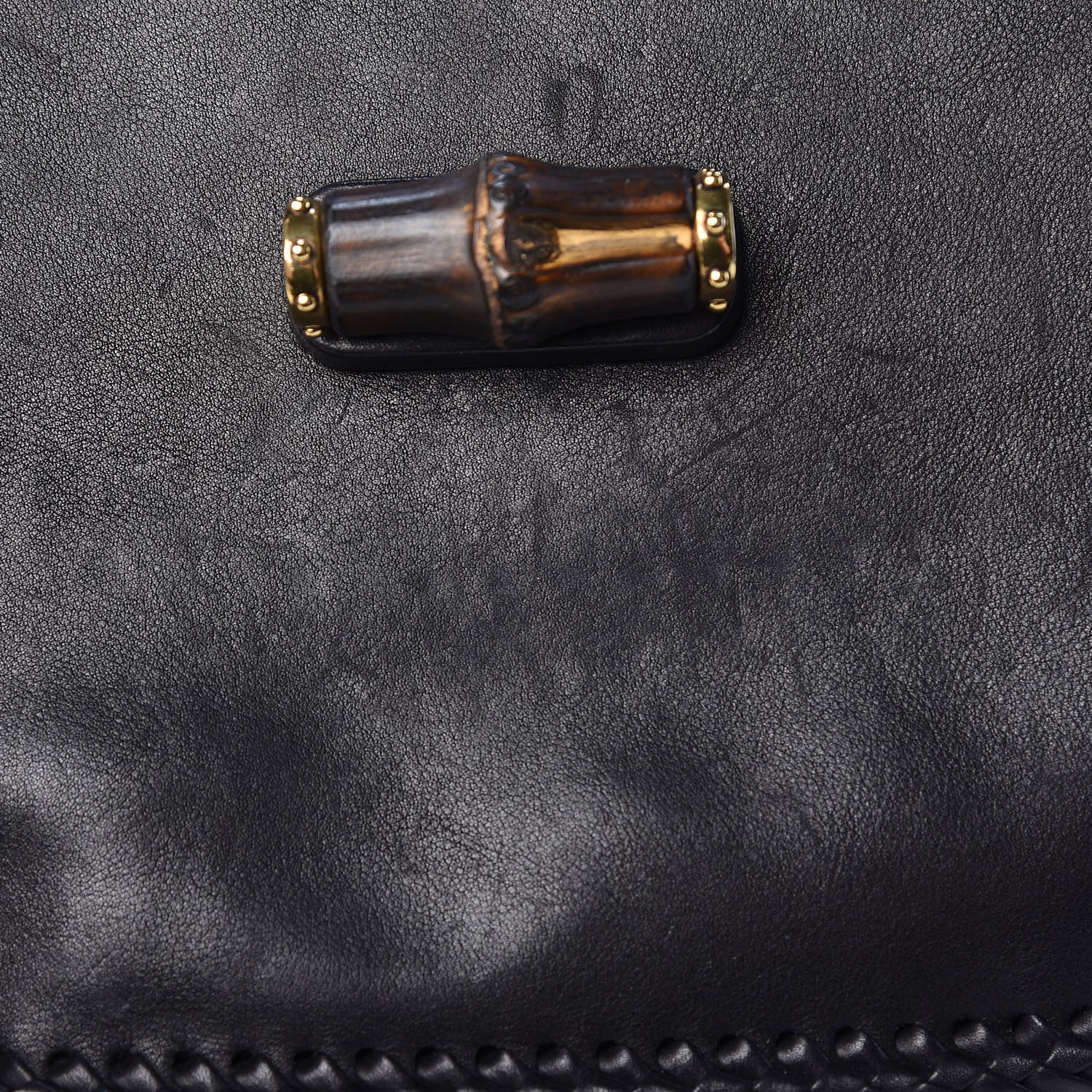 Gucci Calfskin New Bamboo Large Top Handle Bag Black 14 of 22