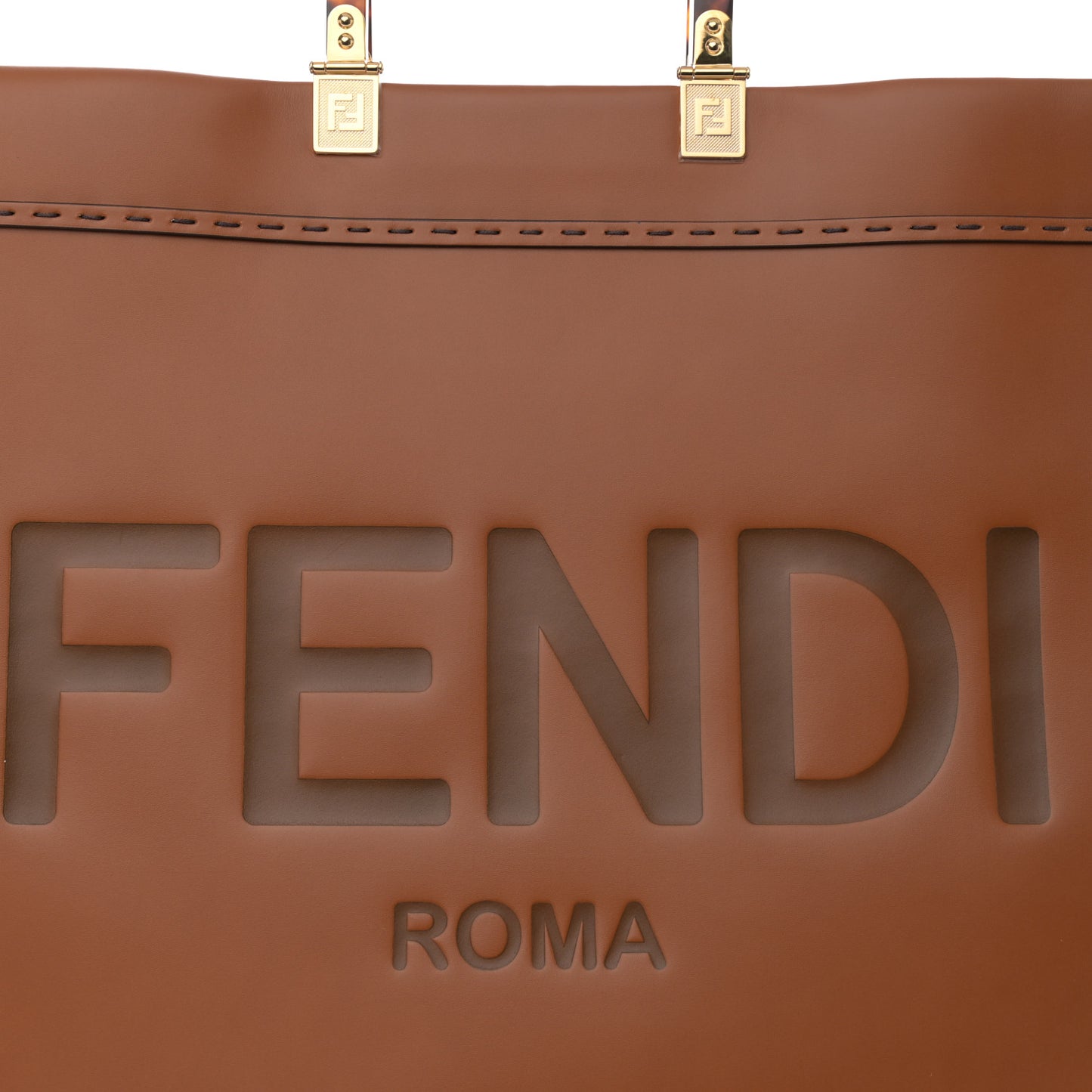 Vitello King Plexiglass Large Fendi Sunshine Shopper Tote Cuoio