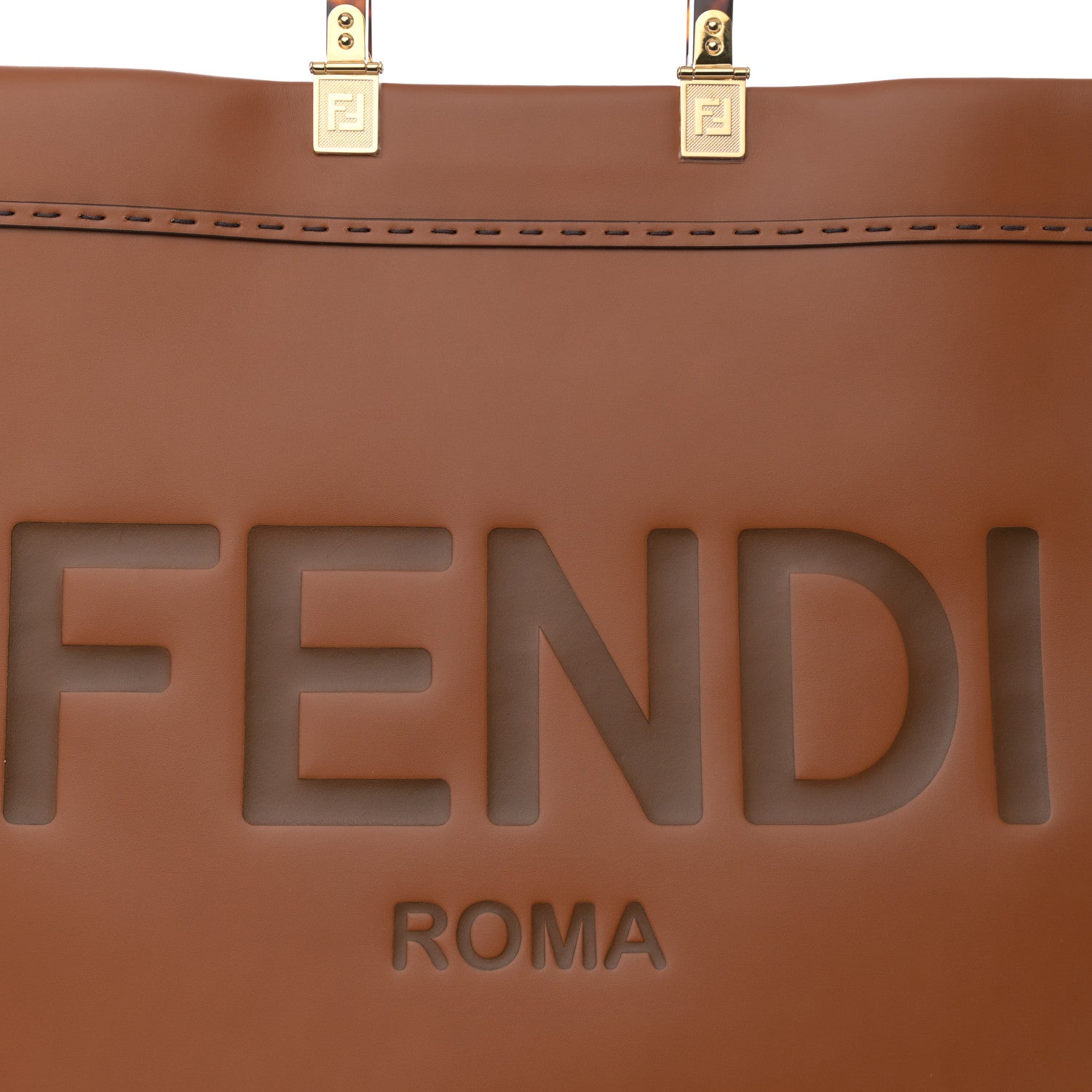 Fendi Vitello King Plexiglass Large Fendi Sunshine Shopper Tote Cuoio 7 of 9