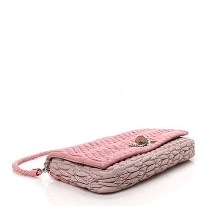 Miu Miu Nappa Matelasse Bi-Color Crystal Flap Clutch Pink Pomice 3 of 7