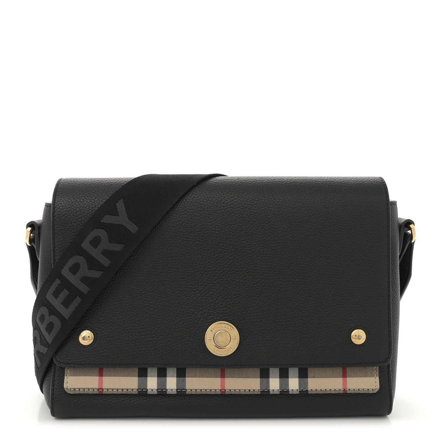 Burberry Grainy Calfskin Vintage Check Note Crossbody Bag Black 1 of 11