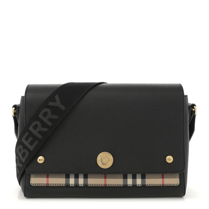 Burberry Grainy Calfskin Vintage Check Note Crossbody Bag Black 1 of 11