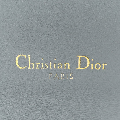Christian Dior Grained Calfskin Saddle Chain Wallet Pouch Grey Stone 10 of 17