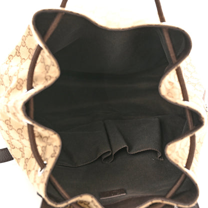 Gucci Monogram Dollar Calfskin O Drawstring Backpack Beige Ebony Testa di Moro Dark Chocolate 5 of 10