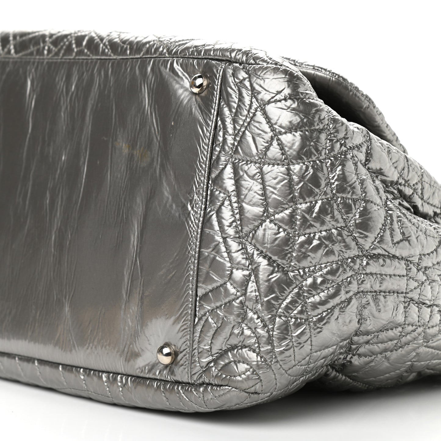 Vinyl Graphic Edge Accordion Flap Bag Silver