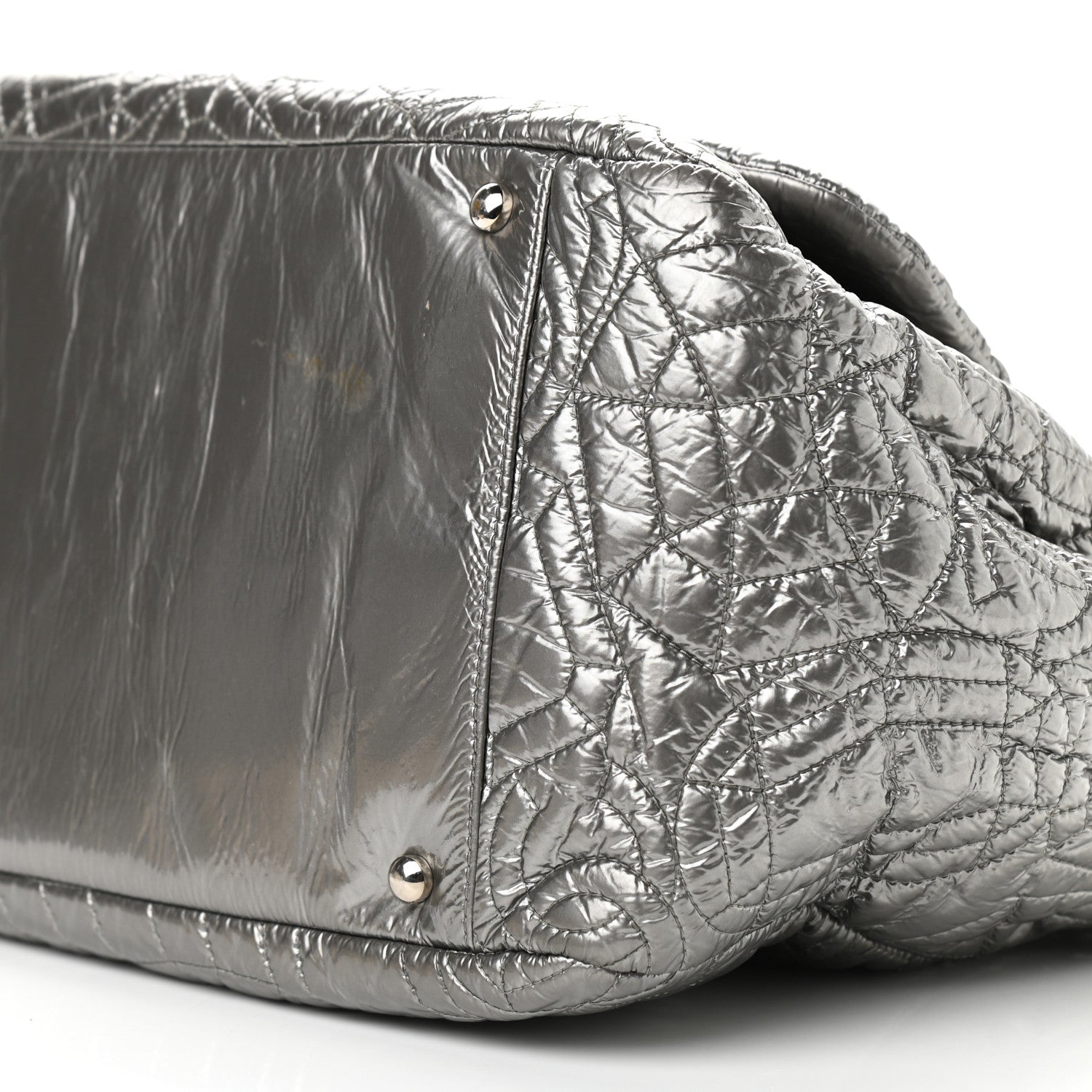 Chanel Vinyl Graphic Edge Accordion Flap Bag Silver 10 of 11