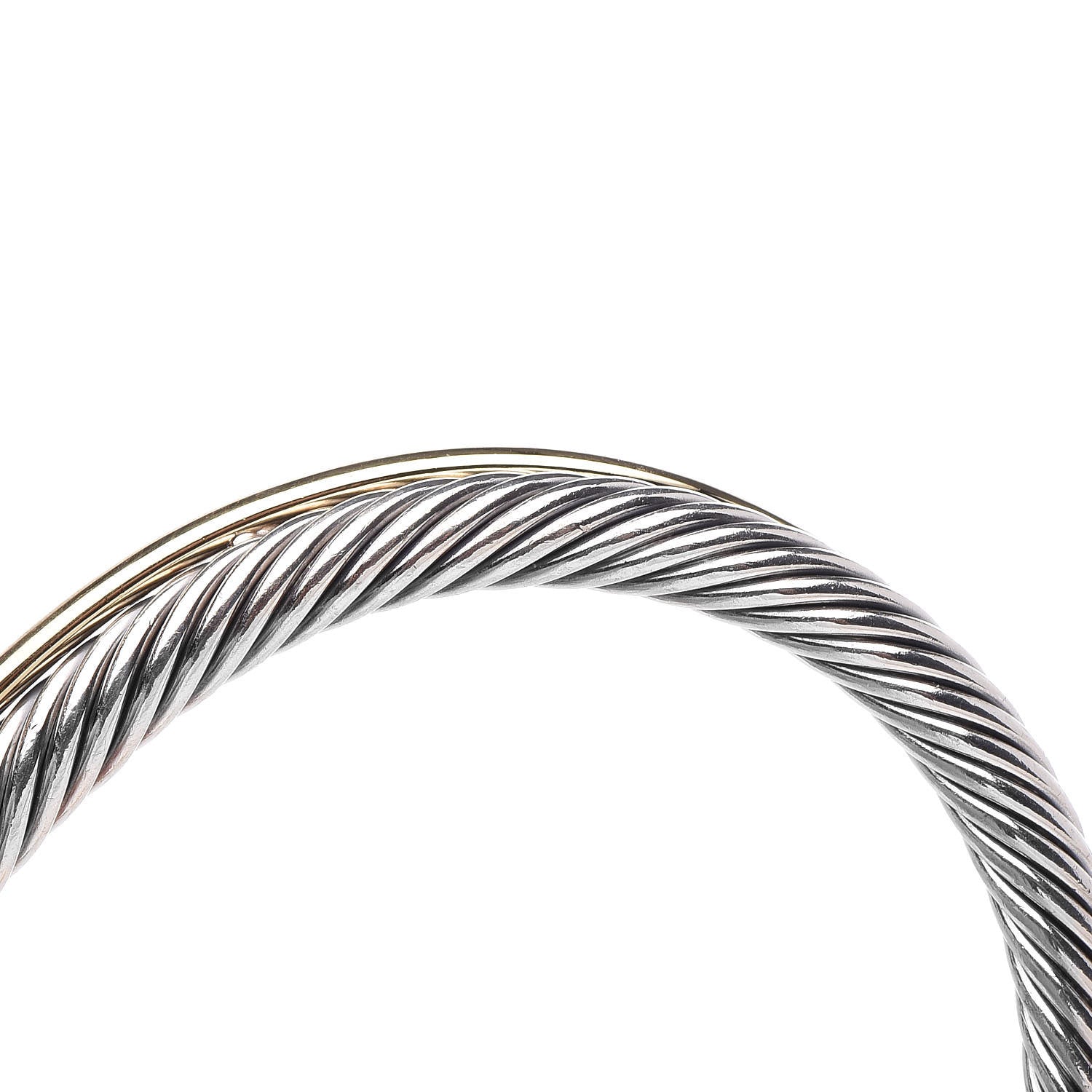 David Yurman Sterling Silver 18K Yellow Gold 5mm Crossover Cuff Bracelet 7 of 8