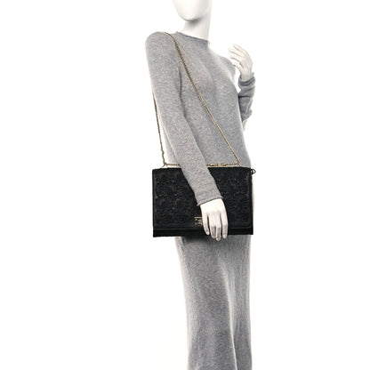 Valentino Garavani VALENTINO GARAVANI Lambskin Lace Large Girello Flap Black 2 of 11