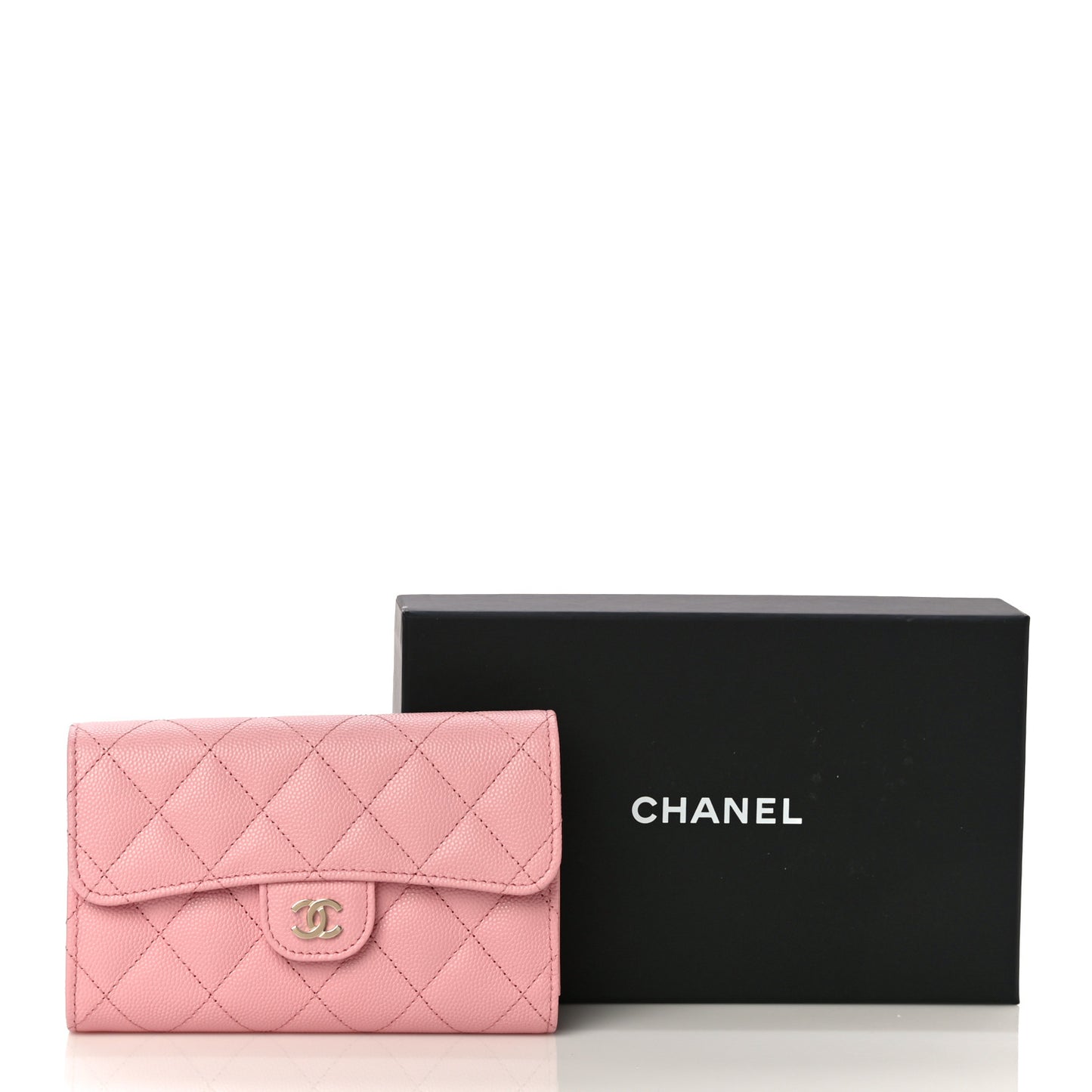Caviar Quilted Medium Flap Wallet Pink