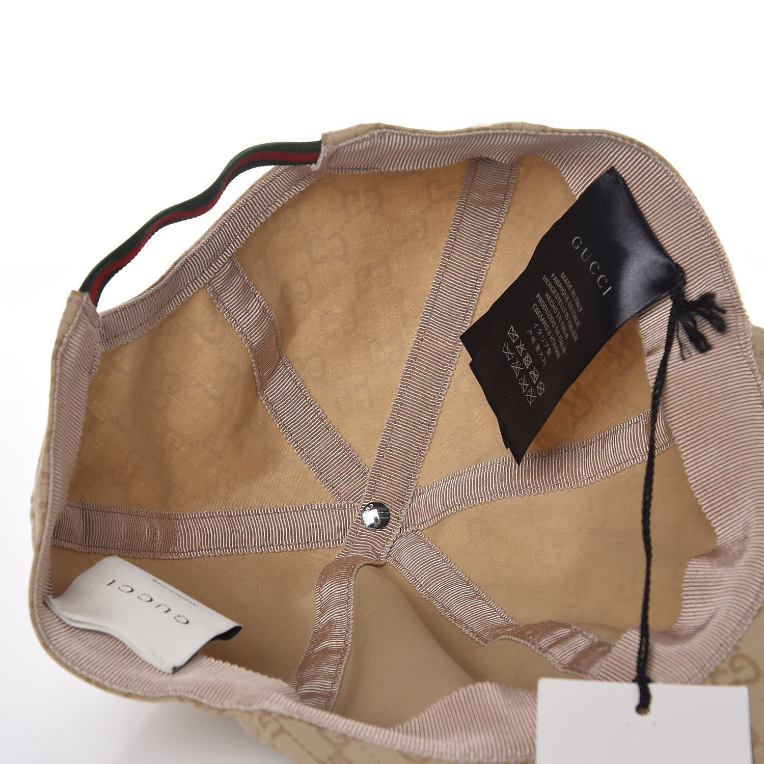 Gucci Cotton Monogram GG Web Baseball Hat L Beige 5 of 9