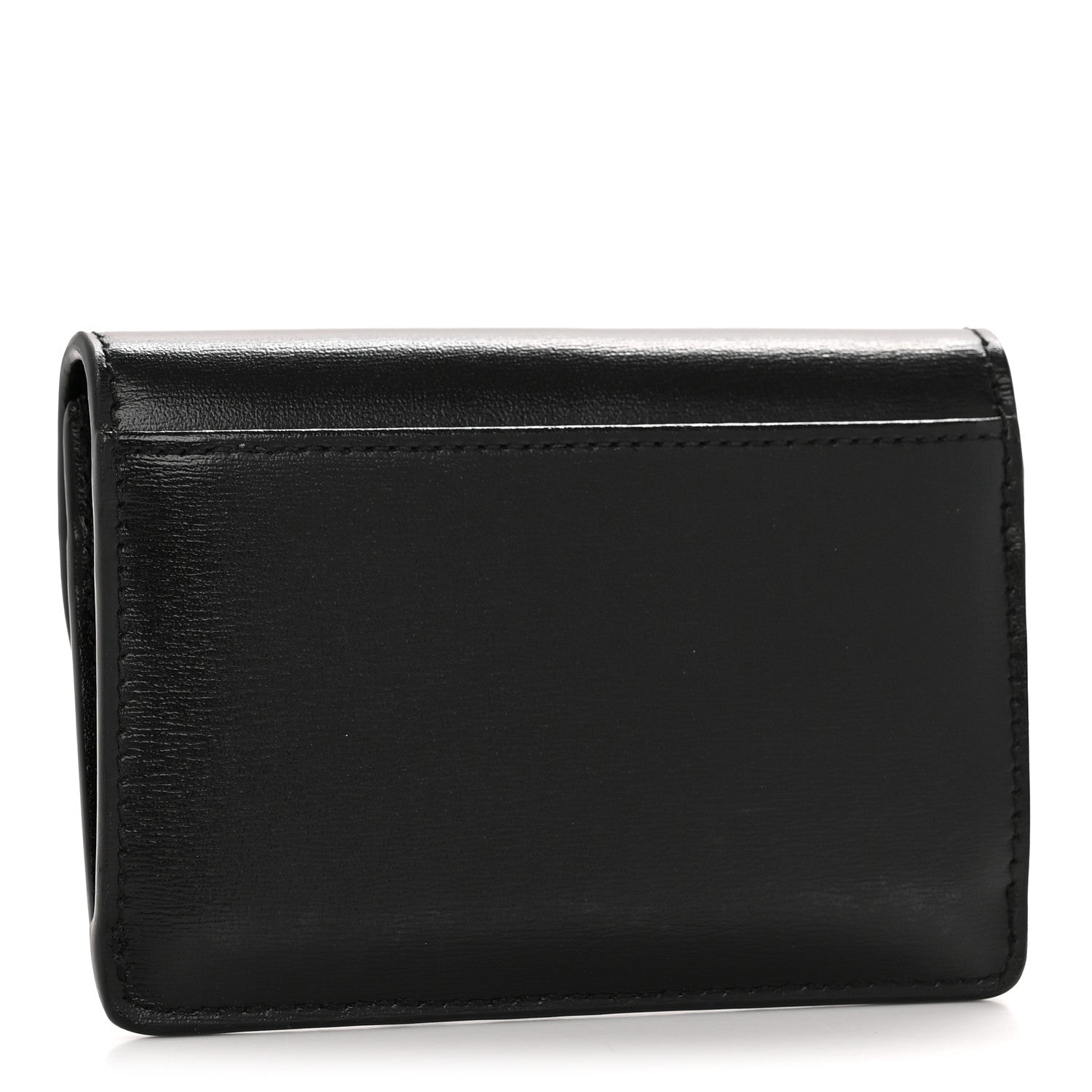 Celine Shiny Calfskin Triomphe Flap Card Holder Black 6 of 19